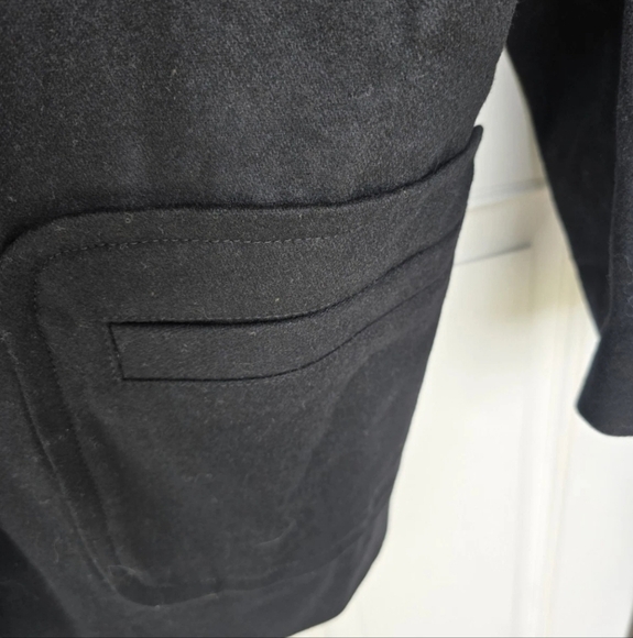$157 Guess Wool Blend Long Jacket Women Medium Snap Buttons Black Pocket New - Picture 9 of 14